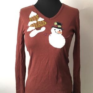 Christmas Snowman Casual Pullover Shirt